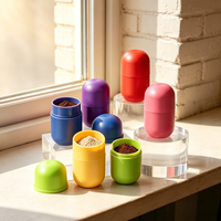 Bouteille de complément alimentaire en plastique HDPE de qualité alimentaire en forme de capsule de café, conteneur de pilules de couleur personnalisée pour l'emballage de vitamines et produits de santé