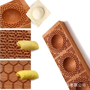 Wooden Wonton <b>Mold</b> With Three Cavities Reusable Kitchen Tool For Handmade Dumplings And Pasta Making - Product Image 5
