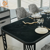 Ensemble de table à manger moderne haut de gamme en acier inoxydable, villa de luxe, restaurant, table en verre trempé, meubles