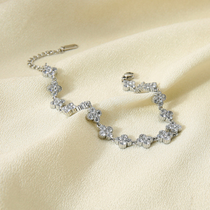 Zircone bracciale a forma di fiore bracciale di lusso per le donne Joyas De Acero inossidabile Al Por Mayor squisito bracciale in acciaio inox - Product Image 6
