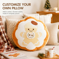 Coussin en peluche personnalisé brodé en forme de bonhomme en pain d'épices pour la décoration de Noël, vente en gros