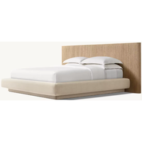 Mobilier de chambre à coucher design moderne et luxueux de haute qualité Lit à panneaux étendus en bois massif avec base en tissu