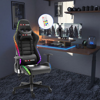 Chaise de jeu PC moderne de haute qualité en cuir PU pivotante avec éclairage LED RVB