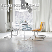 Chaise de salle à manger moderne en acrylique transparent avec pieds en métal, écologique, pour usage domestique et hôtelier, vente en gros