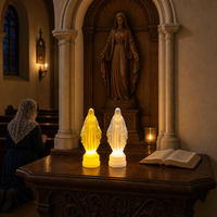 Statue de la Vierge Marie en blanc ivoire, lumière de nuit LED pour l'autel de l'église catholique, décoration religieuse pour la maison, ornement de table