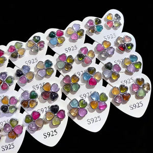 ขั้นต่ำ 10 คู่ต่อแบบ ไม่คละแบบ |   ต่างหูเพชรพลอยธรรมชาติขายส่ง เงินแท้ 925 ตัวเรือนโลหะผสม ของขวัญแต่งงาน - Product Image 1