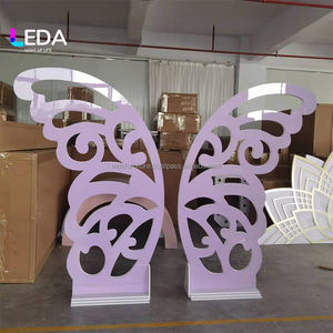 LEDA Modern New Arrival Detachable Wedding Event <b>Party</b> <b>Purple</b> Butterfly Backdrop Panel Stand Acrylic - Product Image 2