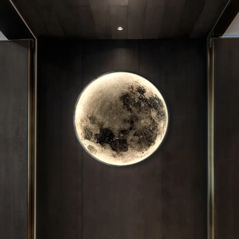 Modern Led Moon Wall Lamps Creative Corridor Mural Wall Fitting Lighting Living Room Bedroom Background Decorative Night