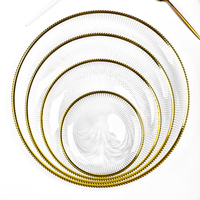 Offres Spéciales : Assiettes Créatives à Rayures Dorées – Assiettes de Présentation en Verre Cristal Sans Plomb