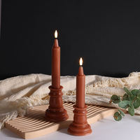 Bougie conique en cire de paraffine LED de Mermei, flamme 3D, télécommande, alimentée par piles, faite à la main pour la décoration de la maison, les fêtes, les anniversaires