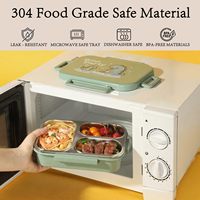 Boîte à lunch durable en acier inoxydable pour enfants et adultes, 25 oz, anti-fuite, conteneur de stockage alimentaire à trois compartiments