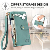 Étui de luxe en cuir PU pour iPhone 17 Pro Max, motif litchi, anti-vol RFID, design portefeuille pliable, avec cordon brodé