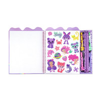 Coffret de livres de coloriage spirale pour enfants avec marqueurs lavables, autocollants, thèmes fée, sirène, dessins animés, livre de gribouillage, cadeau pour filles