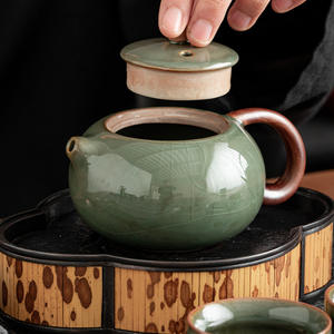 Tetera Premium Secret Glaze Ge Kiln <span class=keywords><strong>Xi</strong></span> Shi, Tetera Individual Filtrada, Tetera de Cerámica Anti-escaldaduras para Preparación Individual de Té Kung Fu en Casa - Product Image 6