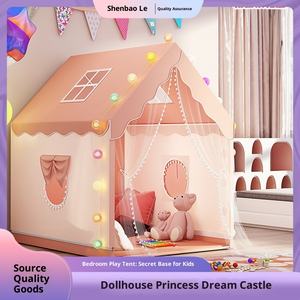 Tente ronde en tissu pour enfants mignons tente de théâtre d'intérieur pour garçons et filles-princesse château maison de rêve tente de cadeau de noël - Product Image 2