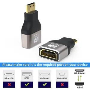 8K Mini HDMI Adapter HDMI Female Type-A To Micro HDMI Male Type-C Gold Plated Connector Converter Adapter