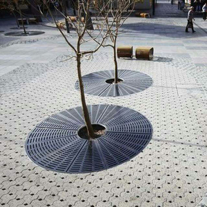 Grille d'arbre artistique Art Déco en acier Corten avec motif en spirale, imperméable et résistante aux intempéries, ornement extérieur - Product Image 6