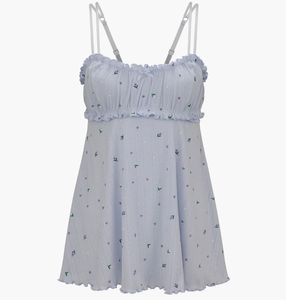 Vestido de tirantes de verano al por mayor, camisón estampado, vestido corto sexy para mujer, camisón suave con volantes, pijamas de talla grande - Product Image 4