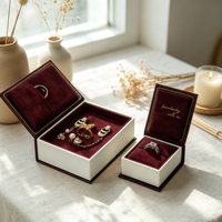 Boîtes à bijoux de luxe avec coffret à bagues, colliers, boucles d'oreilles en perles, emballage en velours, coffret cadeau personnalisé pour flacon de parfum, vente en gros