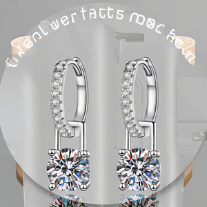 ต่างหูโมอิสซาไนต์สี D 2 กะรัต เงินแท้ S925 สไตล์ยุโรปและอเมริกา ขายส่งเป็นคู่ - Product Image 3