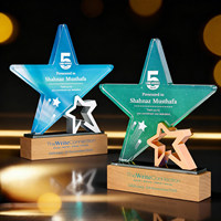 Trophée en métal et cristal en forme d'étoile à cinq branches, personnalisé Fengshi, pour réunion annuelle de l'entreprise, commémoration des récompenses pour les compétitions d'équipe.