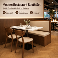 Ensemble de banquettes de restaurant avec table et 2 chaises, sièges en bois, mobilier de salle à manger commercial, gain de place pour café, hôtel, vente en gros
