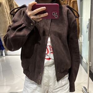 2025 automne surdimensionné marron foncé daim veste femmes en cuir véritable veste dames Bomber veste - Product Image 4