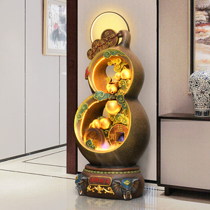 Fontaine d'eau en forme de gourde de style chinois avec rétroéclairage, décoration Feng Shui électrique sur pied pour salon, cadeau pour la maison - Product Image 3