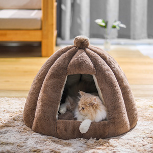 HouseCozy Lüks Modern Sağlam Kışlık Yarı Kapalı %100 Pamuklu Kedi ve Köpekler İçin Minderli Kafes, İç Mekan Sıcaklığı - Product Image 4