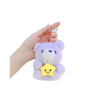 Porte-clés en peluche personnalisé, adorable petit ours câlinant une étoile, 10 cm, rembourrage en coton PP, breloque pour cartable d'enfant, jouet à griffer
