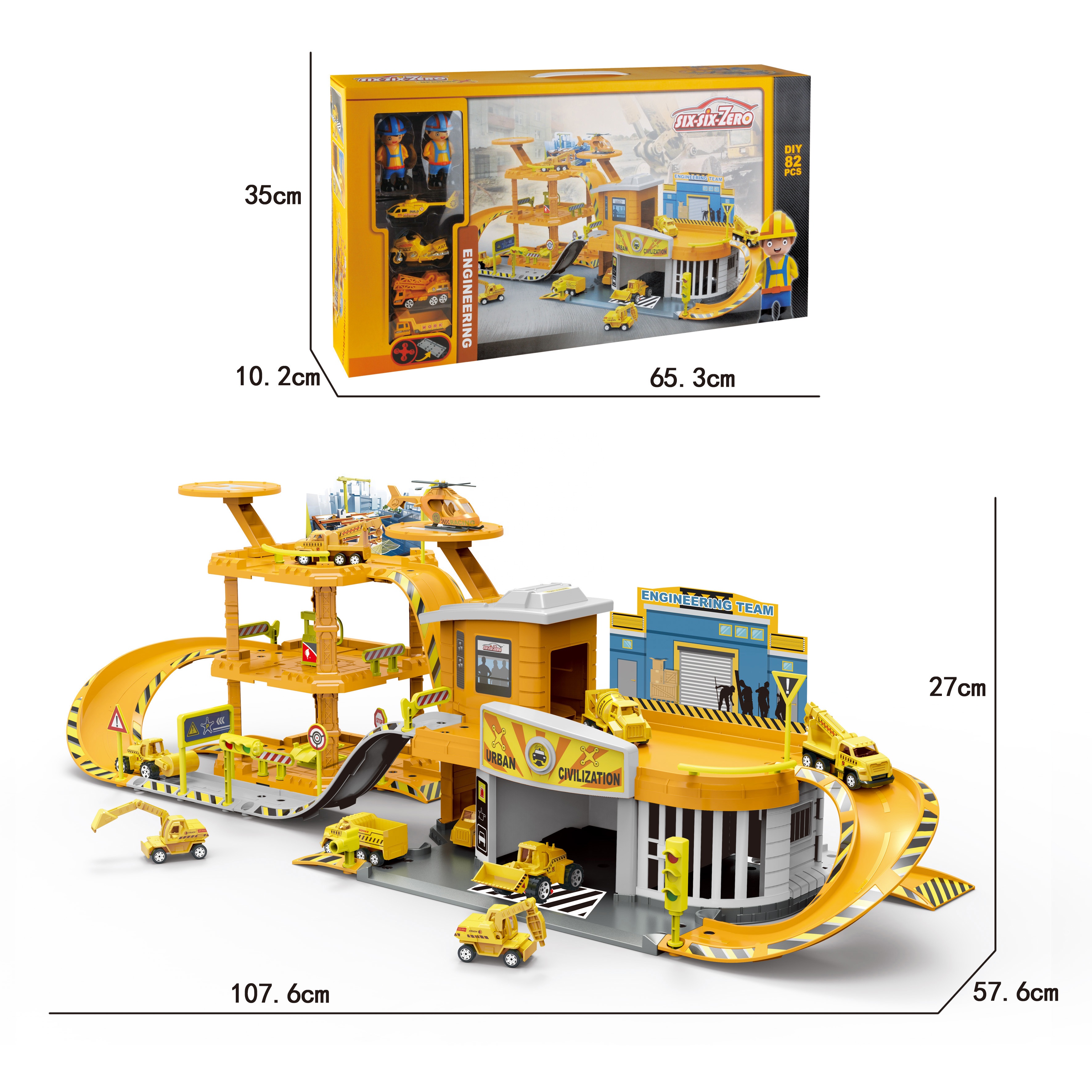 Лидер продаж Amazon, Детская Инженерная игра, литой парковочный автомобиль, набор металлических строительных игрушек для продажи (2men/2car/1plane/1motor)