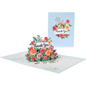 Cartes de remerciement et de bénédiction 3D écologiques au design moderne avec fleurs pour la Fête des Mères, enveloppe et message inclus, vente en gros - Product Image 5