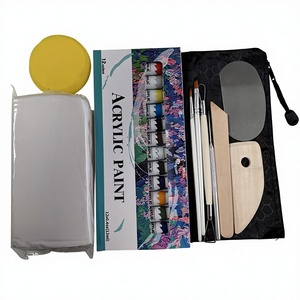 Juego de 12 Herramientas <span class=keywords><strong>para</strong></span> Cerámica con Dos Pinceles, 1000g de <span class=keywords><strong>Arcilla</strong></span> de Secado al Aire y 12 Colores de <span class=keywords><strong>Pintura</strong></span> Acrílica - Product Image 1