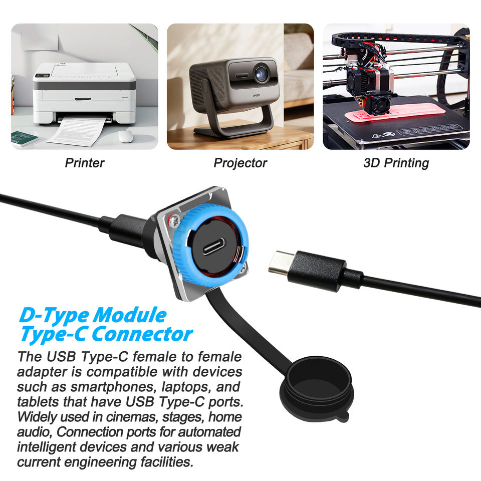 IP68 Waterproof USB C Connector High Speed 10Gbps Panel Mount Type C Female to Female Adapter