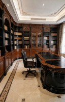 Escritorio Ejecutivo Irregular de Madera Maciza de Nogal Oscuro Clásico Europeo, Escritorio Presidencial Tallado Vintage, Muebles de Estudio Personalizados