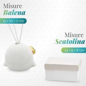 Diffusore di aromi in ceramica a forma di balena con cuore dorato e bastoncini in rattan per profumare l'ambiente - Product Image 2