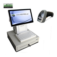 Terminal Punto de Venta (TPV) ABS ABS6000 con Procesador de Cuatro Núcleos, Doble Pantalla, Rotación, Soporte para Tarjetas de Crédito, Wi-Fi 6 y Bluetooth