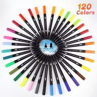 Ensemble de stylos marqueurs artistiques Hilaud Factory Wholesale, 24 à 120 couleurs, encre à base d'eau et d'alcool, double pointe, boîte en PP personnalisable