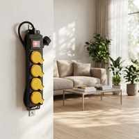 Prise de courant étanche en caoutchouc avec couvercle, type UE, IP44, IP65, IP68, 4 voies, 3 conducteurs, 1,5 mm², PDU, personnalisable, IP44, 250 V, UE Schuko