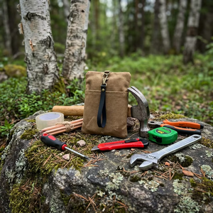 Borsa Porta Attrezzi in Tela Cerata Multiuso Resistente con Chiusura a Cerniera, Piccola Custodia Portatile Durevole per Organizzazione Attrezzi da Esterno - Product Image 3