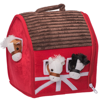 Nouvelle Grande Peluche Personnalisée pour Enfants 2025 – Maison de Cheval en Peluche Marron/Blanc avec Couverture en Coton Noir – Jouet Animal en Peluche Confortable