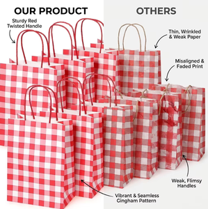 Bolsa de Papel Rosa de la Serie Gingham, Práctica para Fiestas, Celebraciones, Decoración, Uso Diario, <span class=keywords><strong>PartyMaker</strong></span> - Product Image 2