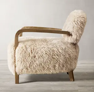 Sassanid-Silla de lujo para sala de estar, sillón de piel de oveja Yeti americana moderna, OEM