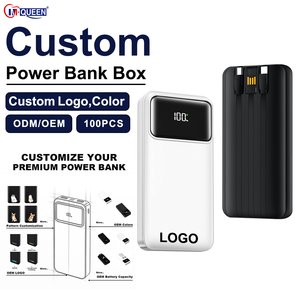Batterie externe de voyage 10000mAh 20000mAh avec 3 câbles intégrés, écran numérique, double sortie USB, vente en gros, fournitures personnalisées - Product Image 1