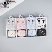 KIKI-438 grosir disesuaikan 3.5mm kawat musik headphone tas penyimpanan kartun lucu kabel earphone Headset untuk anak perempuan siswa