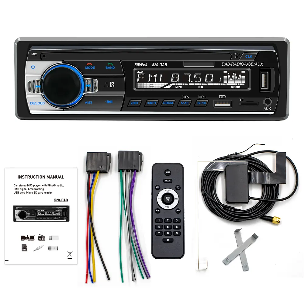 Topnavi MP3 çalar Stereo radyo araba radyo BT 12V In-dash 1 Din araç ses sistemi MP3 araç hoparlörleri kafa ünitesi