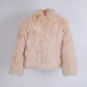 Pakaian mewah elegan jaket mantel bulu rubah asli musim dingin wanita dengan bola bulu pompom untuk wanita 2024