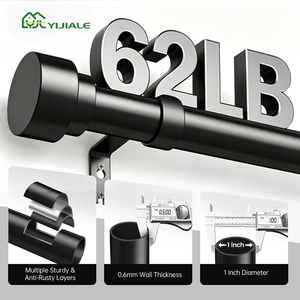 YIJIALE, Barra de Cortina Metálica Industrial Negra de 1 Pulgada, 0.46-0.71m, para el Hogar, Elección del Vendedor para Exportación - Product Image 4