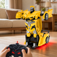 Coche RC Transformable 1:18 con un Solo Botón, Estilo Superdeportivo con Luces, Juguete de Control Remoto 2.4G, Coche de Carreras, Batería de 3.7V, Carga USB