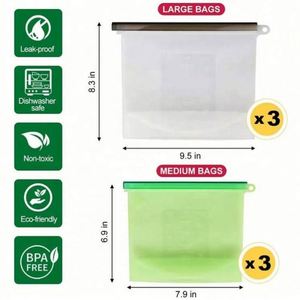 Wholesale Reusable Eco Friendly Leakproof Silicone Vacuum <b>Compressed</b> Food Storage <b>Bags</b> with Clear Ziplock for Kitchen Use - Product Image 2